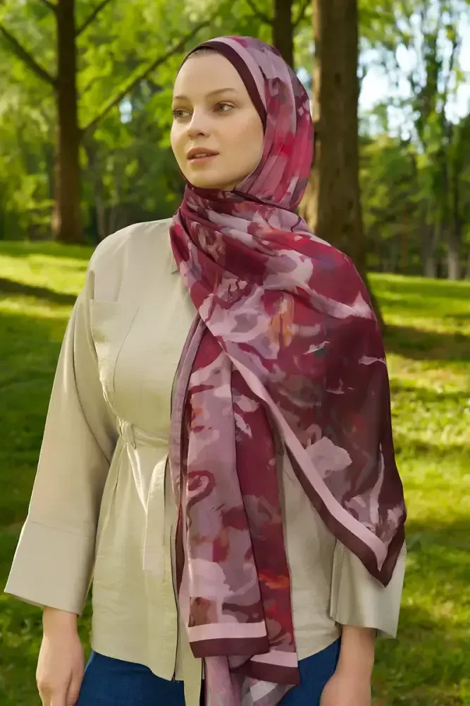 Prestige Carmen Desen Şal - Bordo - 2
