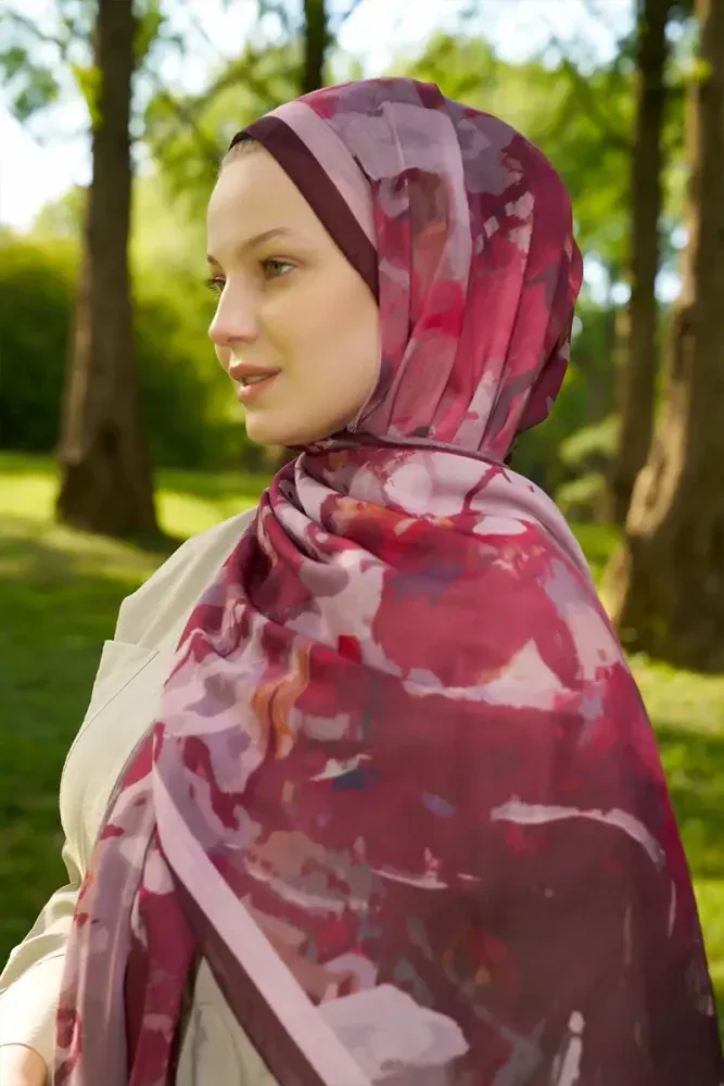 Prestige Carmen Desen Şal - Bordo - 2