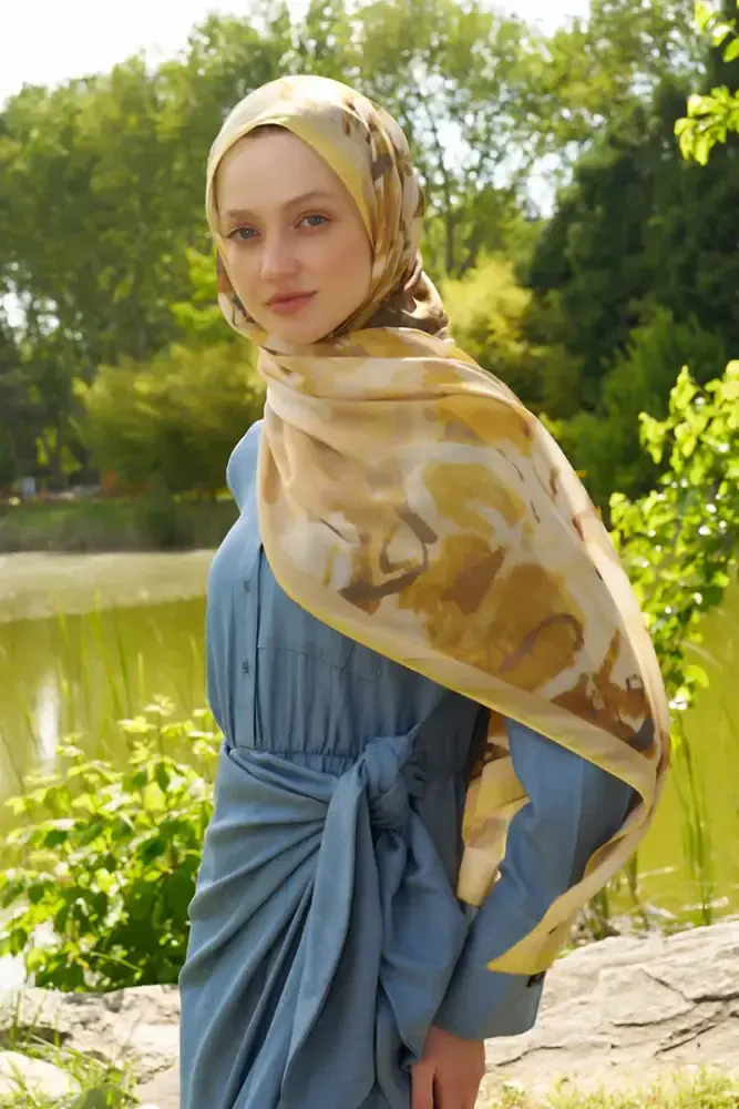 Prestige Carmen Desen Şal - Sarı - 4