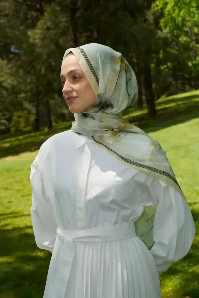 Prestige Dalia Desen Şal - Yağ Yeşili - 3