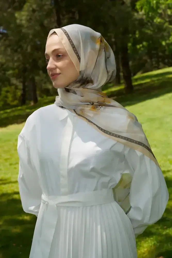 Prestige Dalia Desen Şal - Yağ Yeşili - 4