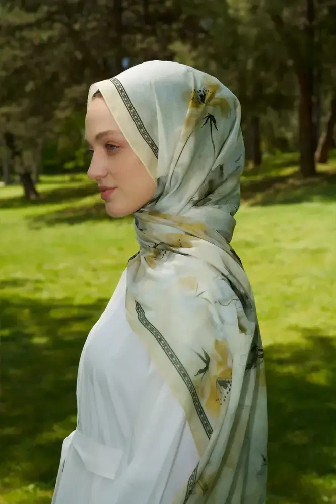 Prestige Dalia Desen Şal - Yağ Yeşili - 1