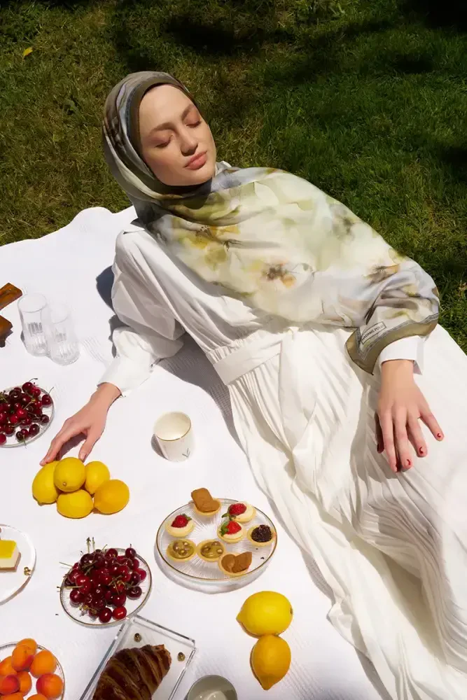 Prestige Dalia Desen Şal - Yeşil - 5