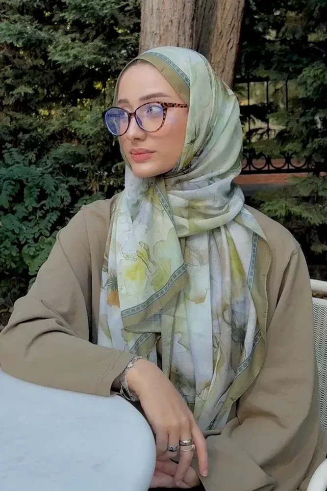 Prestige Dalia Desen Şal - Yeşil - 1