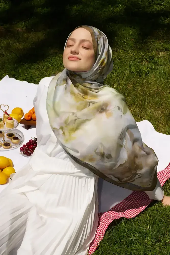 Prestige Dalia Desen Şal - Yeşil - 2