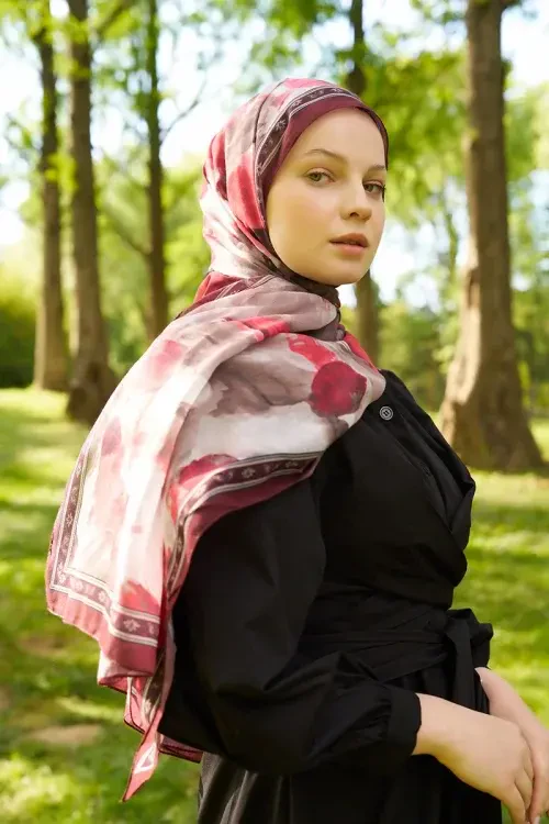 Prestige Helia Desen Şal - Bordo 