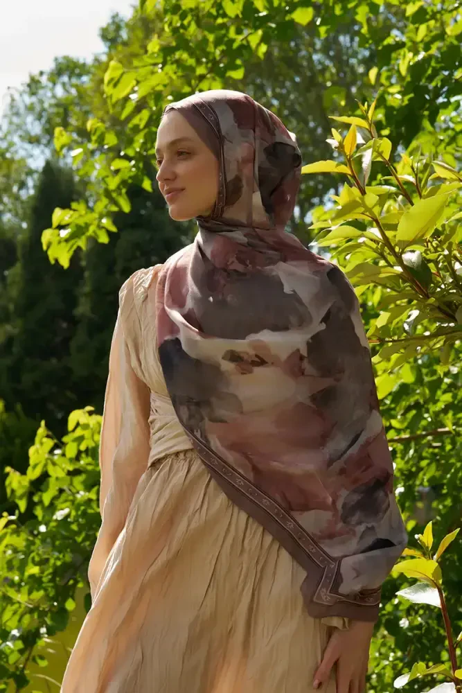 Prestige Helia Desen Şal - Kahverengi - 1