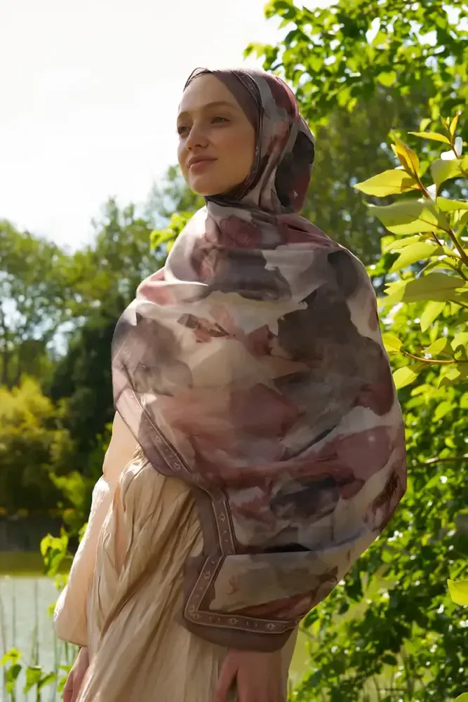Prestige Helia Desen Şal - Kahverengi - 3