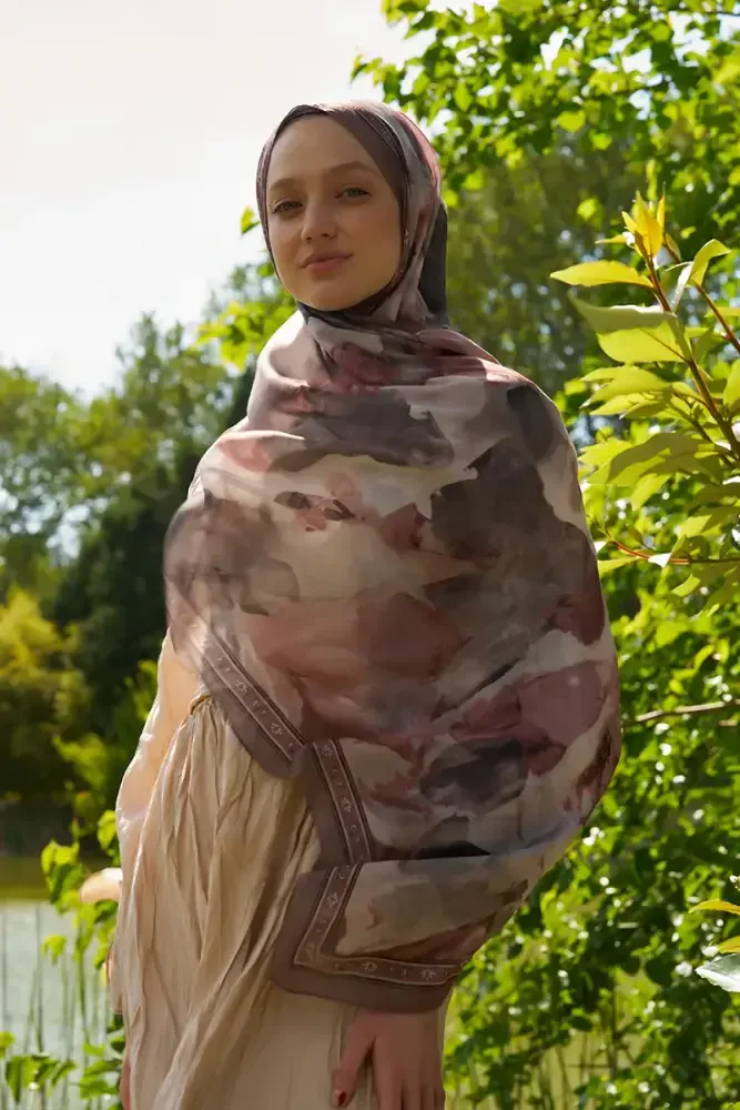 Prestige Helia Desen Şal - Kahverengi - 4