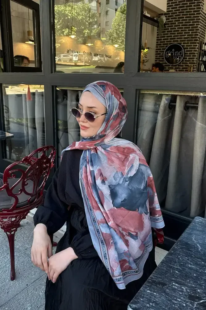 Prestige Helia Desen Şal - Mavi - MADAME POLO