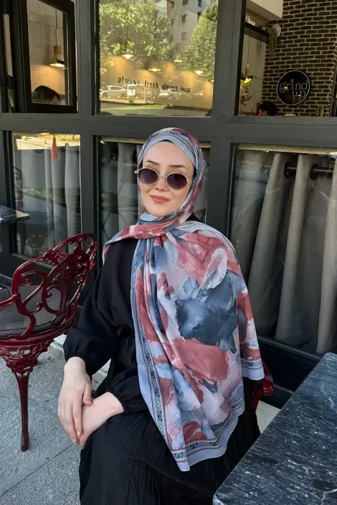 Prestige Helia Desen Şal - Mavi - 2