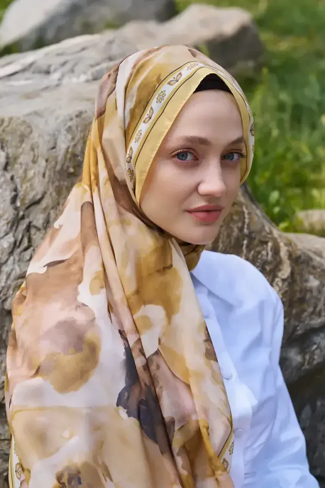 Prestige Helia Desen Şal - Sarı - 1
