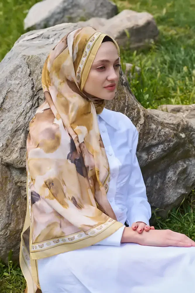 Prestige Helia Desen Şal - Sarı - 3
