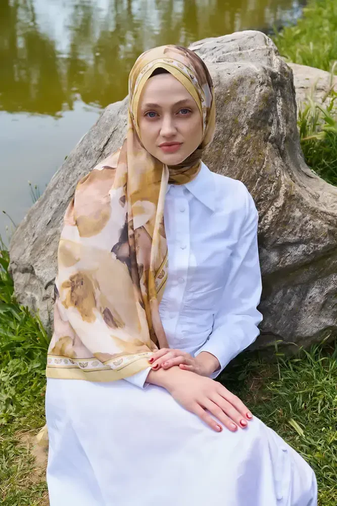 Prestige Helia Desen Şal - Sarı - 4