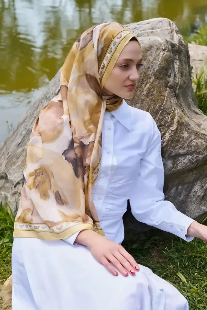 Prestige Helia Desen Şal - Sarı - 2