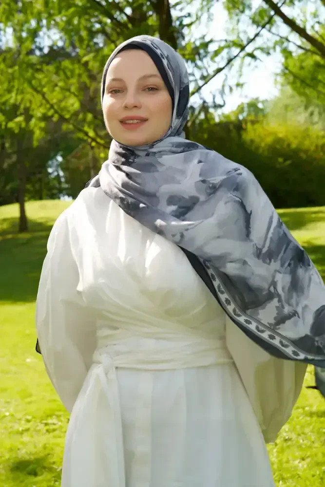 Prestige Helia Desen Şal - Siyah - 1