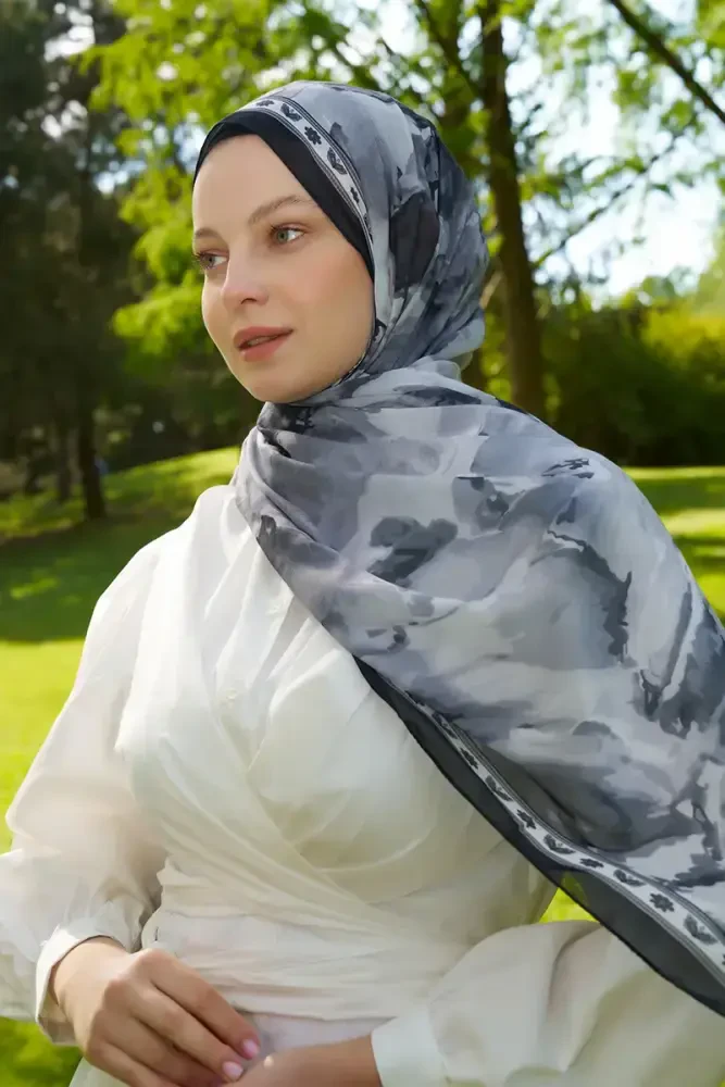 Prestige Helia Desen Şal - Siyah - 3