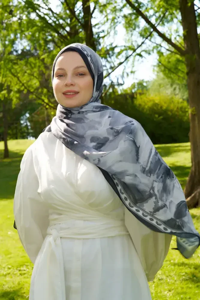 Prestige Helia Desen Şal - Siyah - MADAME POLO