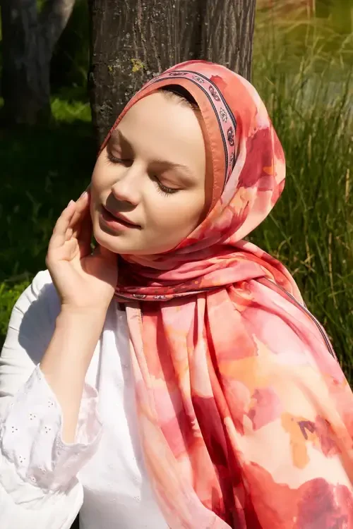 Prestige Helia Desen Şal - Turuncu 