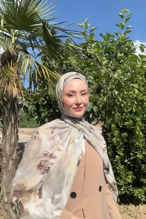 Prestige Leona Desen Şal - Bej 