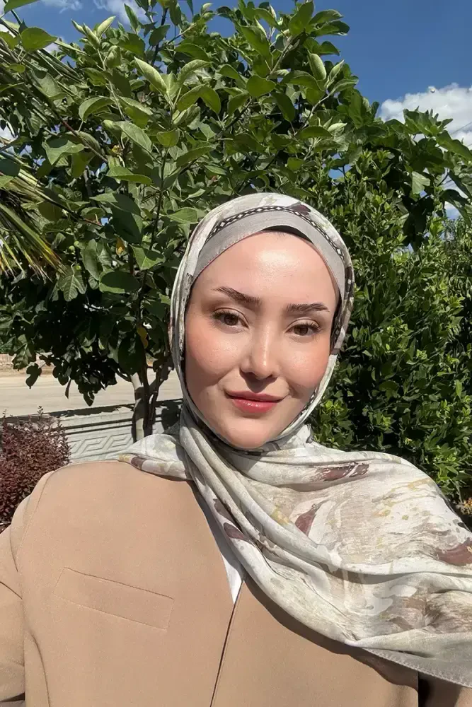 Prestige Leona Desen Şal - Bej - 3