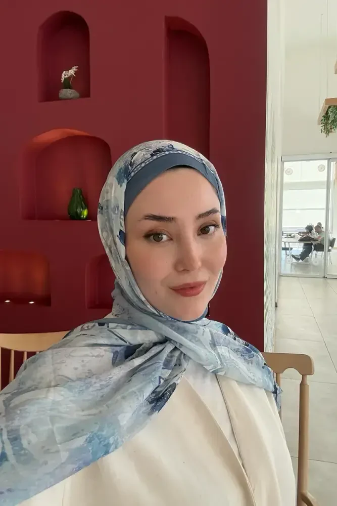 Prestige Leona Desen Şal - Mavi - 2