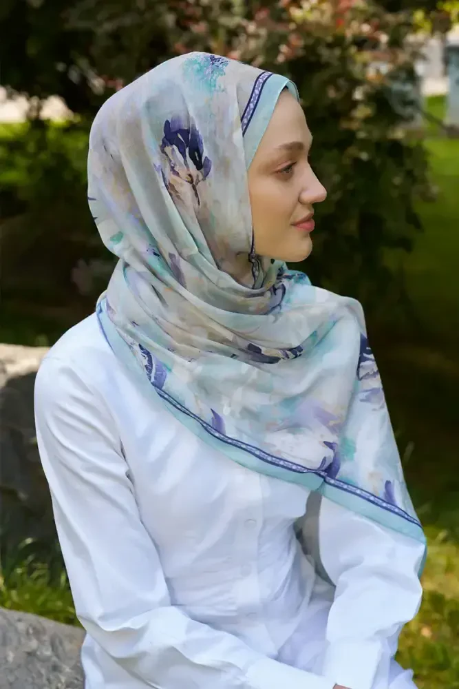 Prestige Leona Desen Şal - Mint - MADAME POLO
