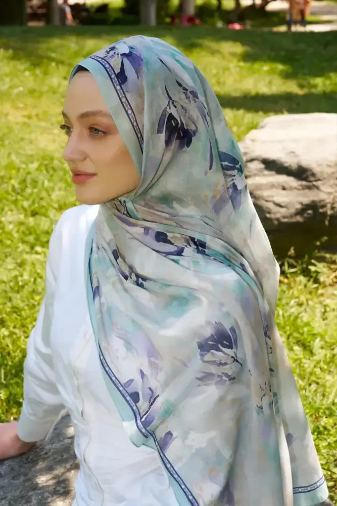 Prestige Leona Desen Şal - Mint - MADAME POLO