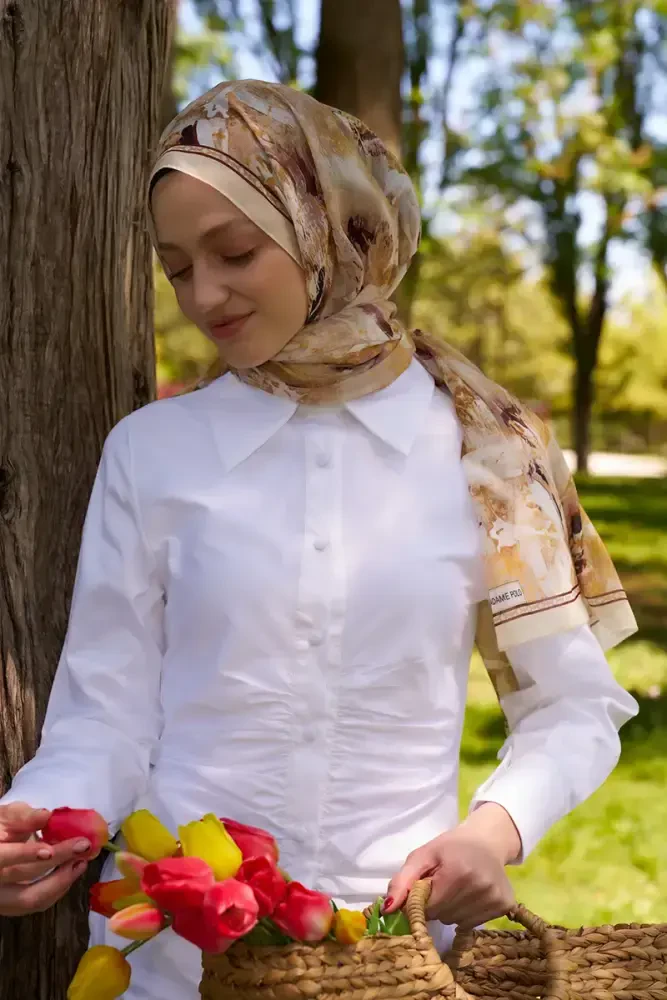 Prestige Leona Desen Şal - Sarı - MADAME POLO