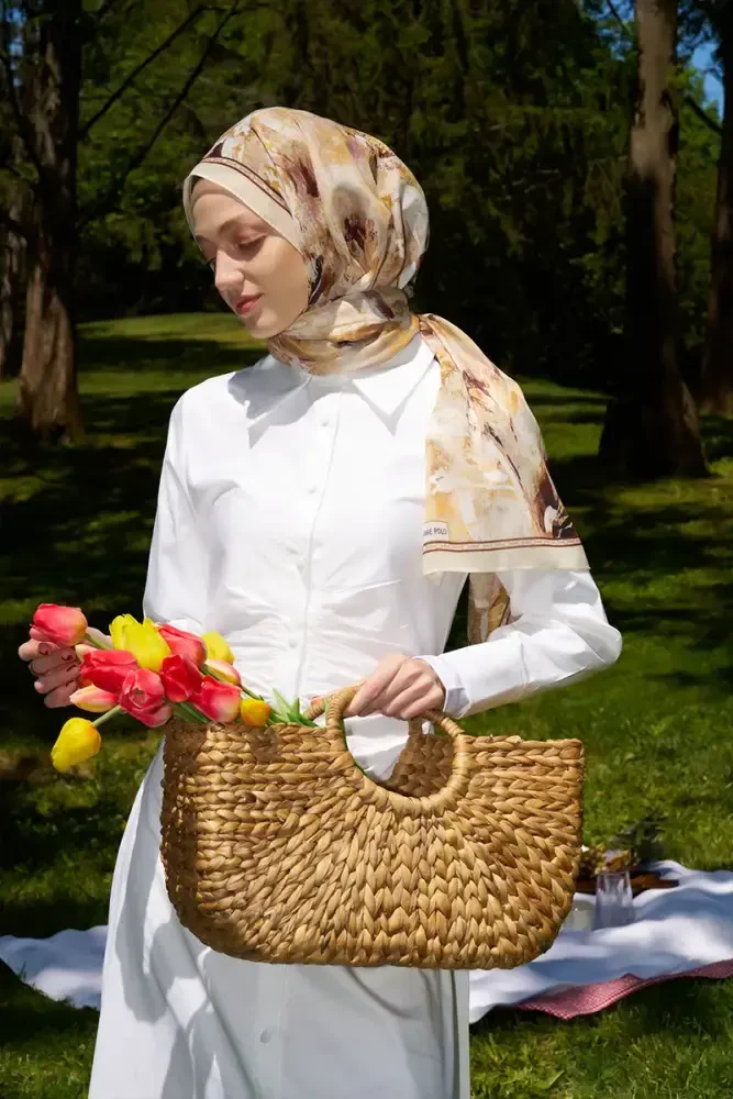 Prestige Leona Desen Şal - Sarı - MADAME POLO