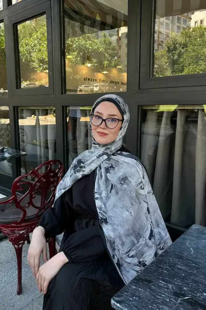 Prestige Leona Desen Şal - Siyah - 4