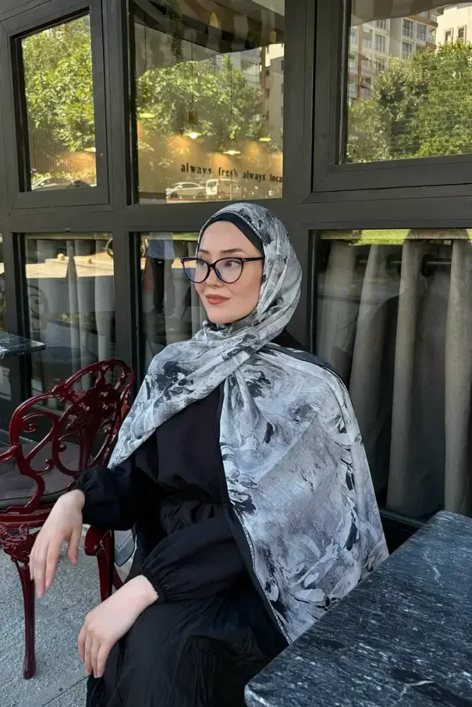 Prestige Leona Desen Şal - Siyah - 5