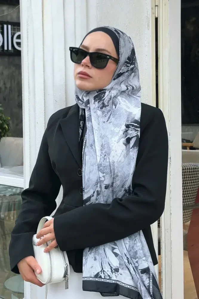 Prestige Leona Desen Şal - Siyah - 2