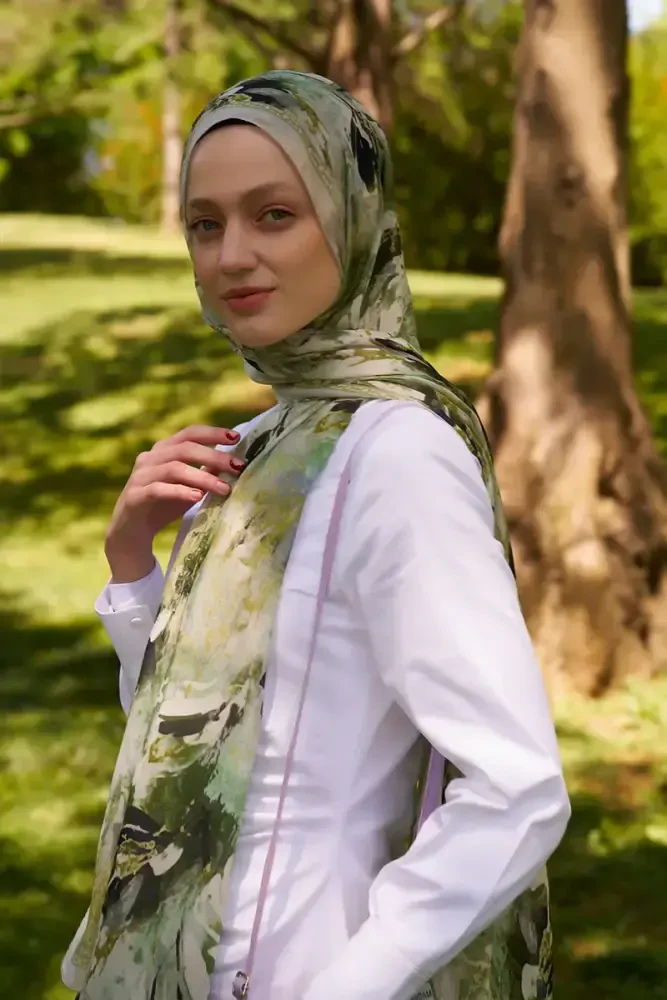 Prestige Leona Desen Şal - Yeşil - MADAME POLO