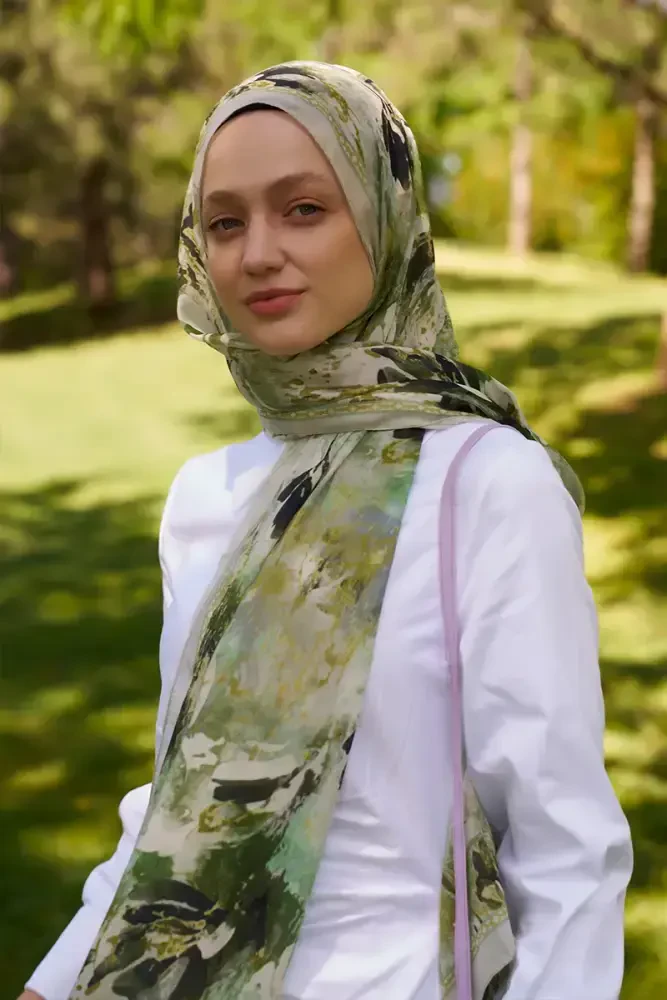 Prestige Leona Desen Şal - Yeşil - MADAME POLO