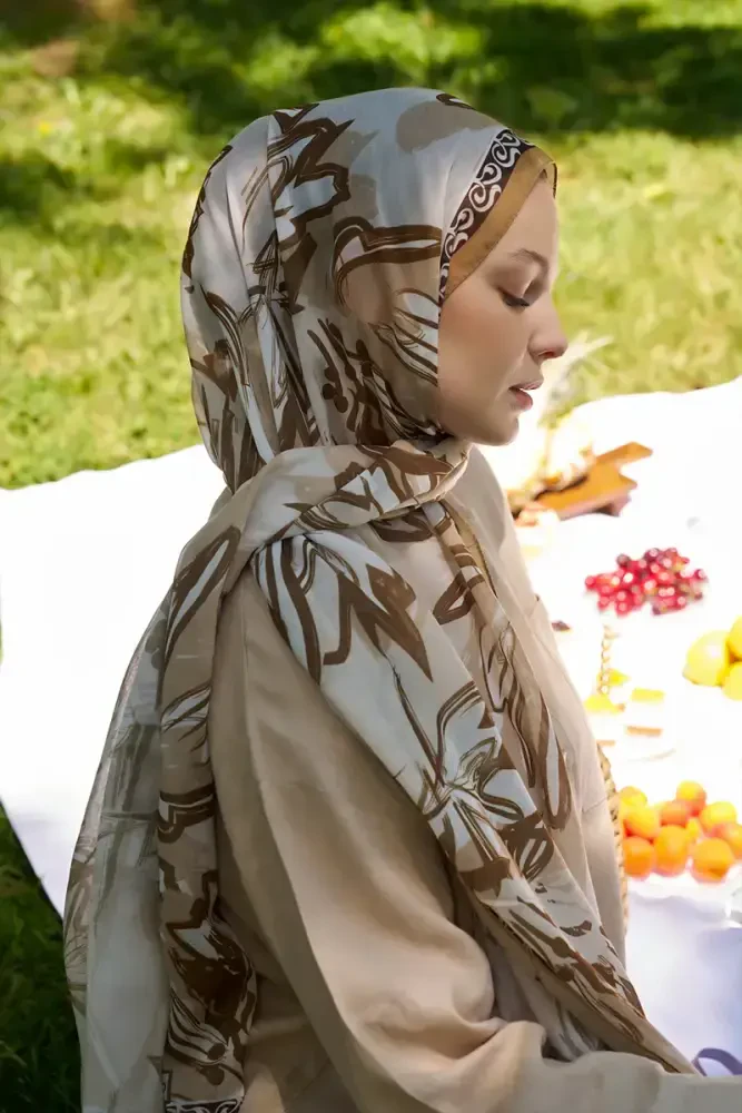 Aybükenur Demirci Prestige Line Desen Şal - Karamel - 2