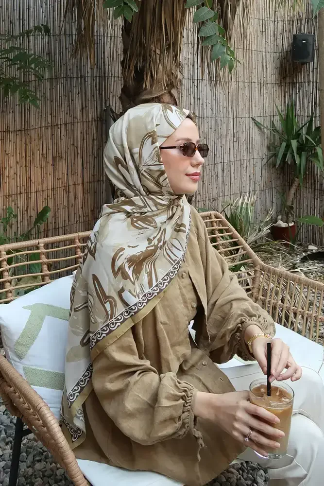 Aybükenur Demirci Prestige Line Desen Şal - Karamel - MADAME POLO