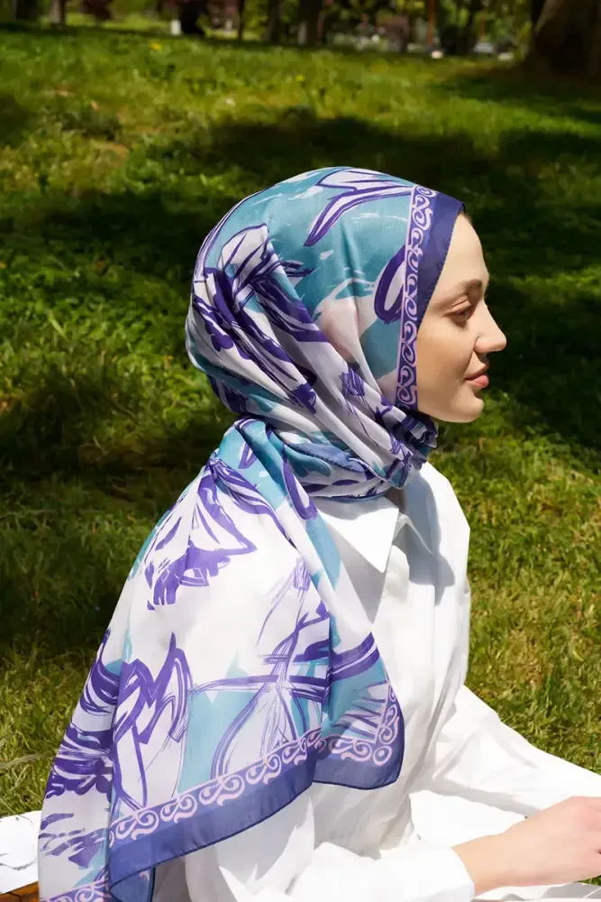 Prestige Line Desen Şal - Mor - MADAME POLO