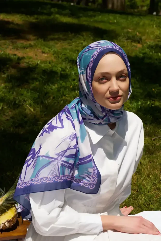 Prestige Line Desen Şal - Mor - MADAME POLO
