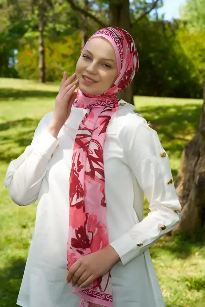 Prestige Line Desen Şal - Pembe - 1