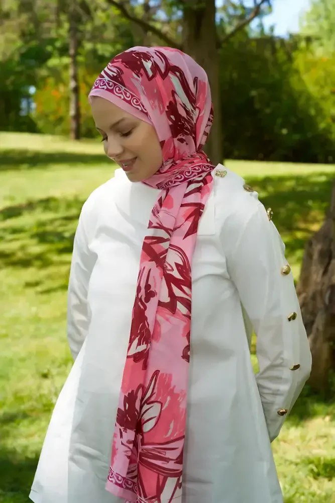 Prestige Line Desen Şal - Pembe - 3