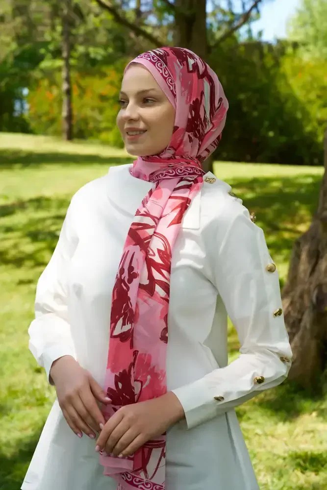 Prestige Line Desen Şal - Pembe - MADAME POLO