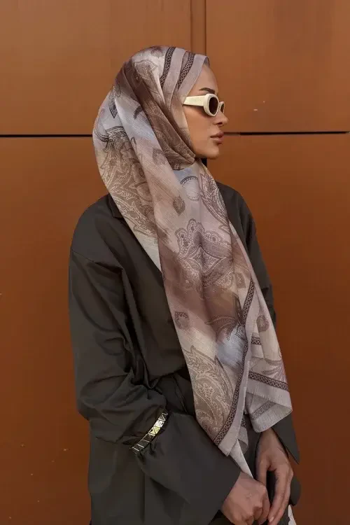 Prestige Vintage Desen Şal - Kahverengi 
