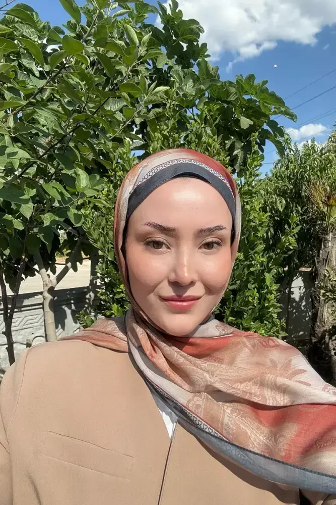 Prestige Vintage Desen Şal - Kızıl Kahve - MADAME POLO