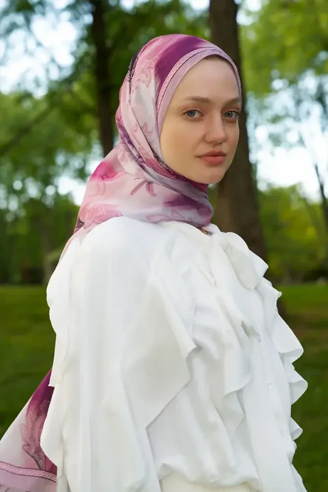 Prestige Vintage Desen Şal - Mor - MADAME POLO