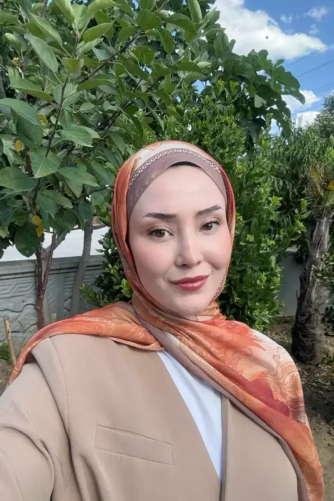 Prestige Vintage Desen Şal - Orange - MADAME POLO