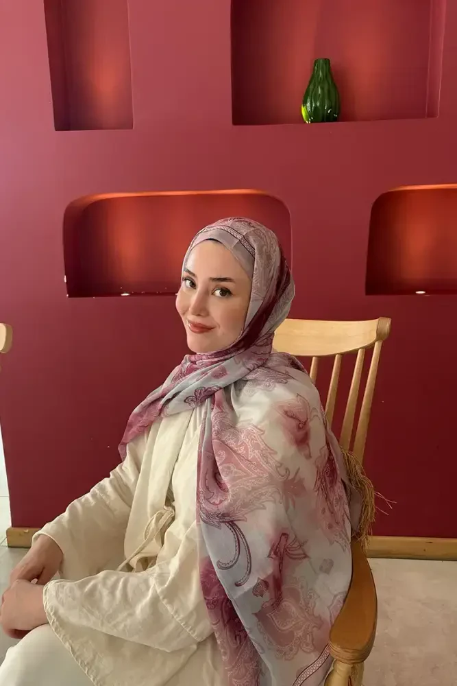 Prestige Vintage Desen Şal - Pembe - 1