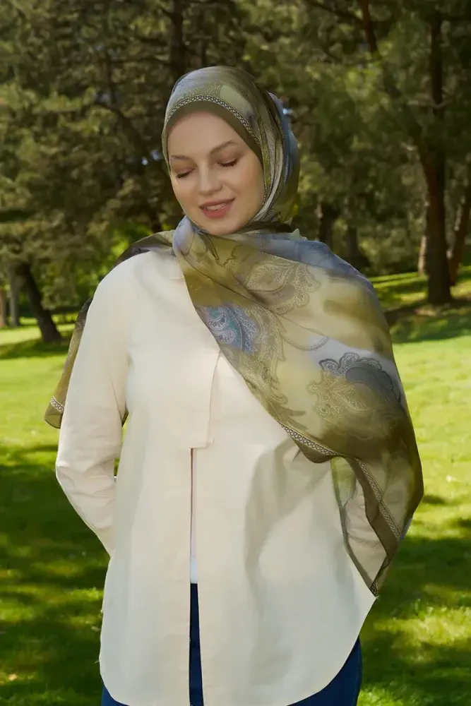 Prestige Vintage Desen Şal - Yeşil - 2