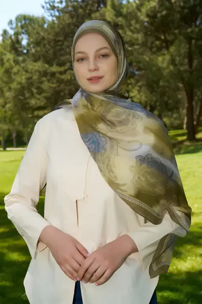 Prestige Vintage Desen Şal - Yeşil - 1