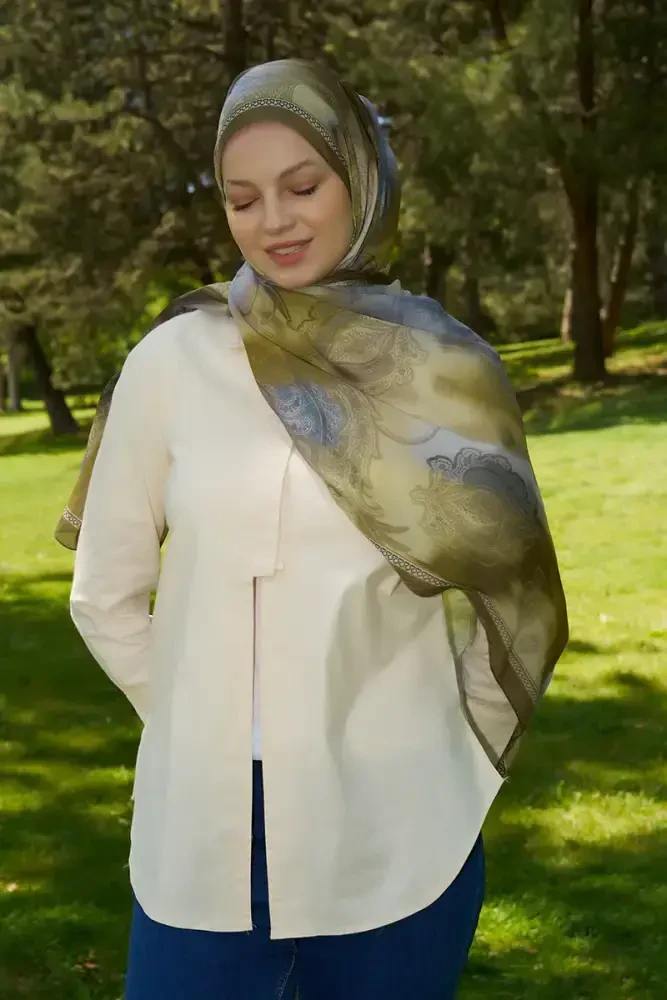 Prestige Vintage Desen Şal - Yeşil - 2